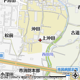 愛知県蒲郡市水竹町（上沖田）周辺の地図