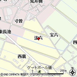 愛知県西尾市下道目記町法六周辺の地図