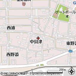 愛知県豊川市本野町中貝津周辺の地図