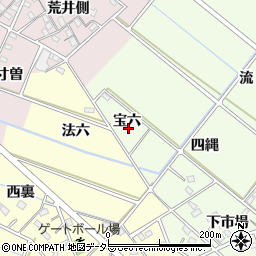 愛知県西尾市上道目記町宝六周辺の地図