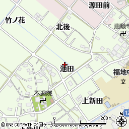 愛知県西尾市上道目記町池田周辺の地図