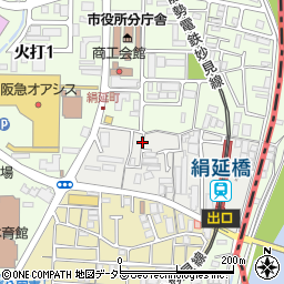 兵庫県川西市絹延町周辺の地図