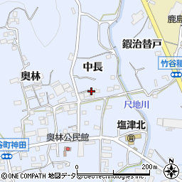 愛知県蒲郡市竹谷町（中長）周辺の地図