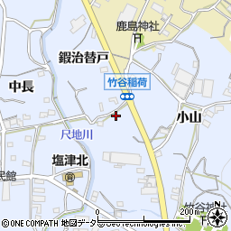 愛知県蒲郡市竹谷町（鍜治替戸）周辺の地図