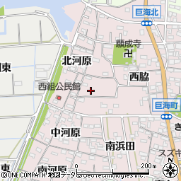 愛知県西尾市巨海町北浜田周辺の地図