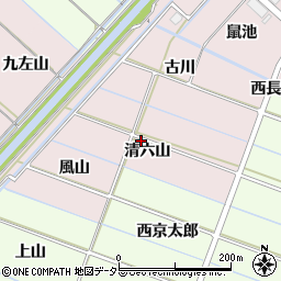 愛知県西尾市針曽根町清六山周辺の地図