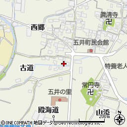 愛知県蒲郡市五井町古道周辺の地図