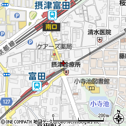 松屋 富田店周辺の地図