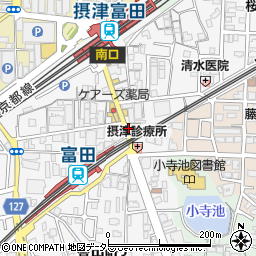 松屋富田店周辺の地図