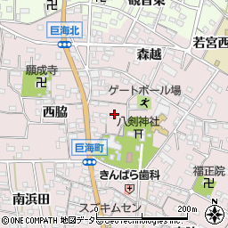愛知県西尾市巨海町宮岸周辺の地図