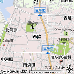 愛知県西尾市巨海町西脇周辺の地図