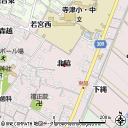 愛知県西尾市巨海町北脇周辺の地図