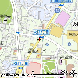 兵庫県川西市火打周辺の地図