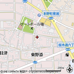愛知県豊川市本野町東野添15周辺の地図
