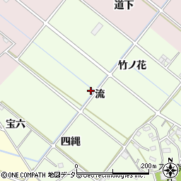 愛知県西尾市上道目記町流周辺の地図