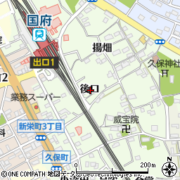 愛知県豊川市久保町後口周辺の地図