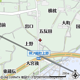 愛知県蒲郡市神ノ郷町五反田周辺の地図