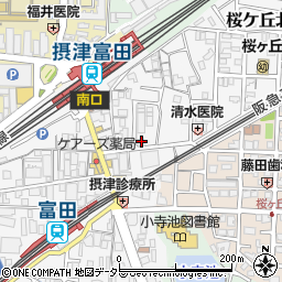ローソンストア１００摂津富田店周辺の地図