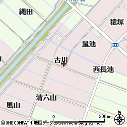 愛知県西尾市針曽根町古川周辺の地図