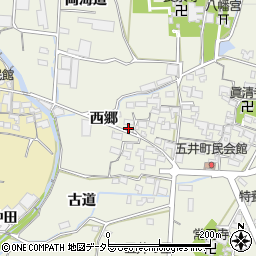 愛知県蒲郡市五井町西郷42周辺の地図