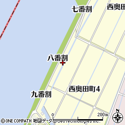 愛知県西尾市西奥田町八番割周辺の地図