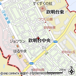 京都府八幡市欽明台中央周辺の地図