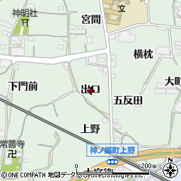 愛知県蒲郡市神ノ郷町出口周辺の地図