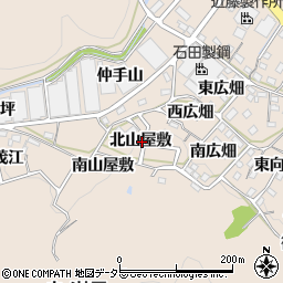 愛知県額田郡幸田町深溝北山屋敷周辺の地図