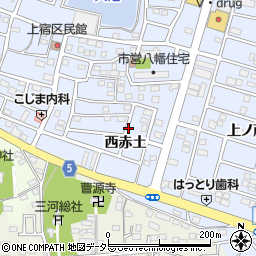 愛知県豊川市八幡町（西赤土）周辺の地図