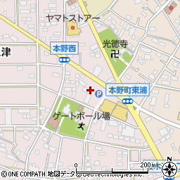 愛知県豊川市本野町東浦周辺の地図
