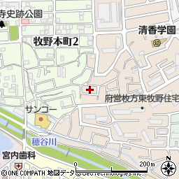 大阪府枚方市東牧野町19周辺の地図