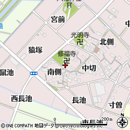 愛知県西尾市針曽根町南側周辺の地図