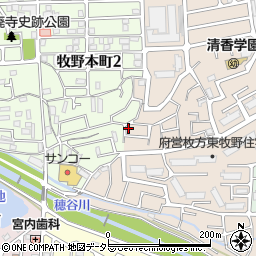 大阪府枚方市東牧野町19-2周辺の地図