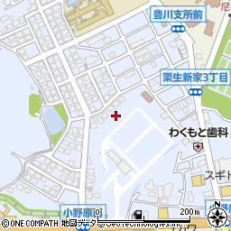 大阪府箕面市粟生新家周辺の地図