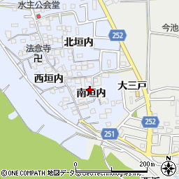 京都府城陽市水主南垣内周辺の地図