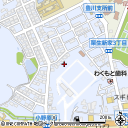 大阪府箕面市粟生新家周辺の地図