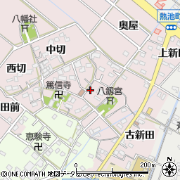 愛知県西尾市熱池町（東切）周辺の地図