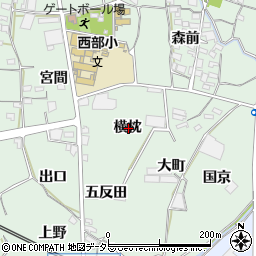 愛知県蒲郡市神ノ郷町横枕周辺の地図