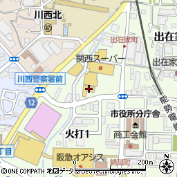 イエローハット川西火打店周辺の地図