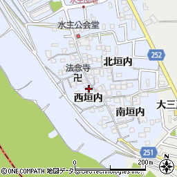 京都府城陽市水主西垣内周辺の地図