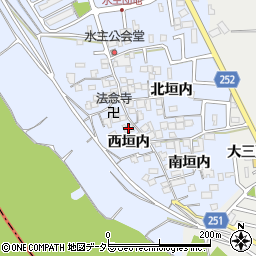 京都府城陽市水主（西垣内）周辺の地図