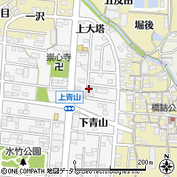 愛知県蒲郡市水竹町（上青山）周辺の地図