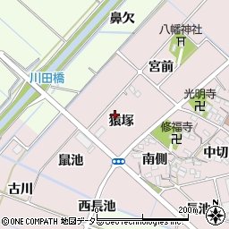 愛知県西尾市針曽根町（猿塚）周辺の地図