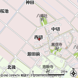 愛知県西尾市熱池町西切周辺の地図