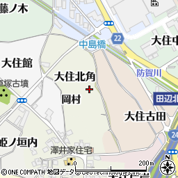京都府京田辺市大住北角周辺の地図