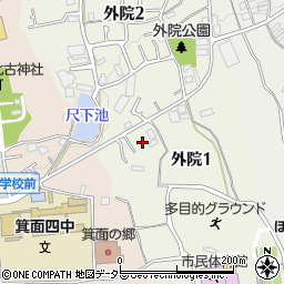 大阪府箕面市外院1丁目14周辺の地図
