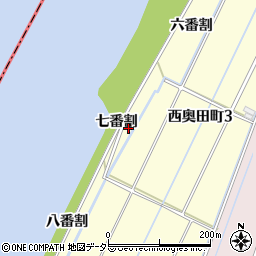 愛知県西尾市西奥田町七番割周辺の地図