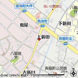 愛知県西尾市熱池町上新田周辺の地図