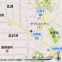 愛知県豊川市本野町北浦122-4周辺の地図