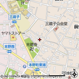 愛知県豊川市三蔵子町野添周辺の地図